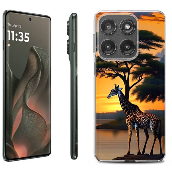 For Motorola Moto Edge 5G 2025 Protective Shockproof Phone Case, by OneToughShield - Giraffe Sunset