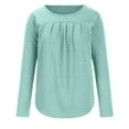 thumbnail image 4 of Annhoo Fall Tops for Women 2024 Long Sleeve Loose Pleated Round Neck Dressy Shirts Going out Casual Blouses, 4 of 5