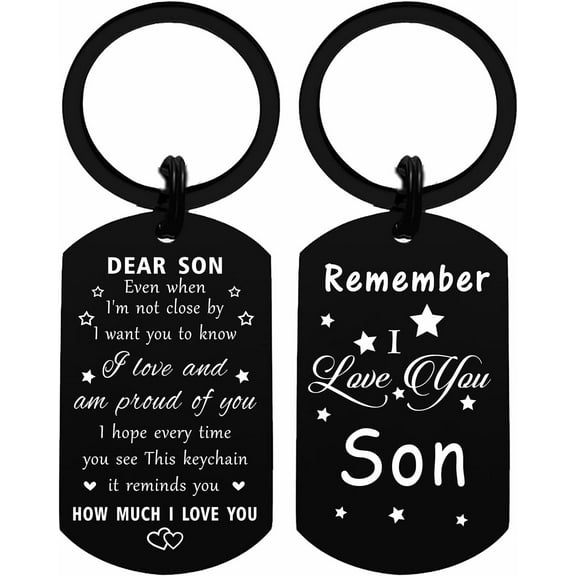 Remember I Love You Son Birthday Gifts, Best Proud of Son Keychain for Our Teen Boy, Fathers Day from Mom