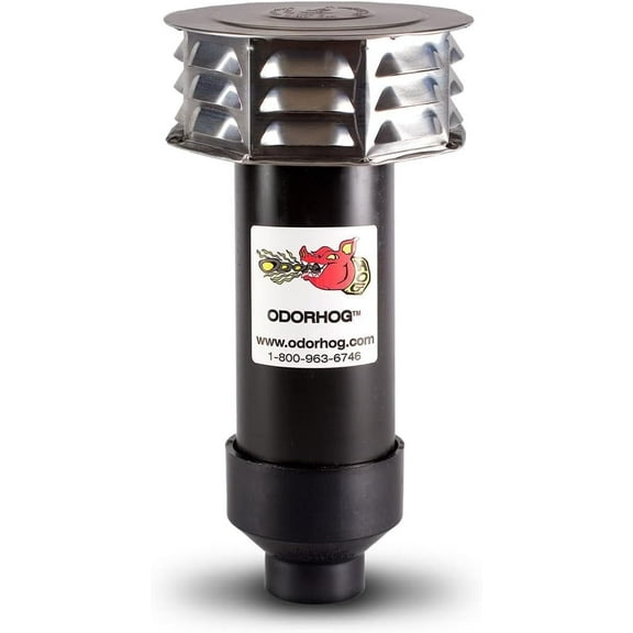 OdorHog Metal Cap Slip On Vent Stack Pipe Filter 1.5" ABS Removes Outdoor Septic Odor