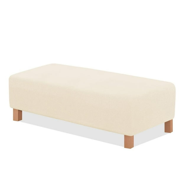 CHOK 2024 S/L Ottoman Covers Slipcover Stretch Ottoman Cover Folding Storage Stool Protector Rectangle Slipcover with Elastic Bottom Gray