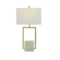 CosmoLiving by Cosmopolitan 27" Geometric Gold Table Lamp with Cream Linen Shade