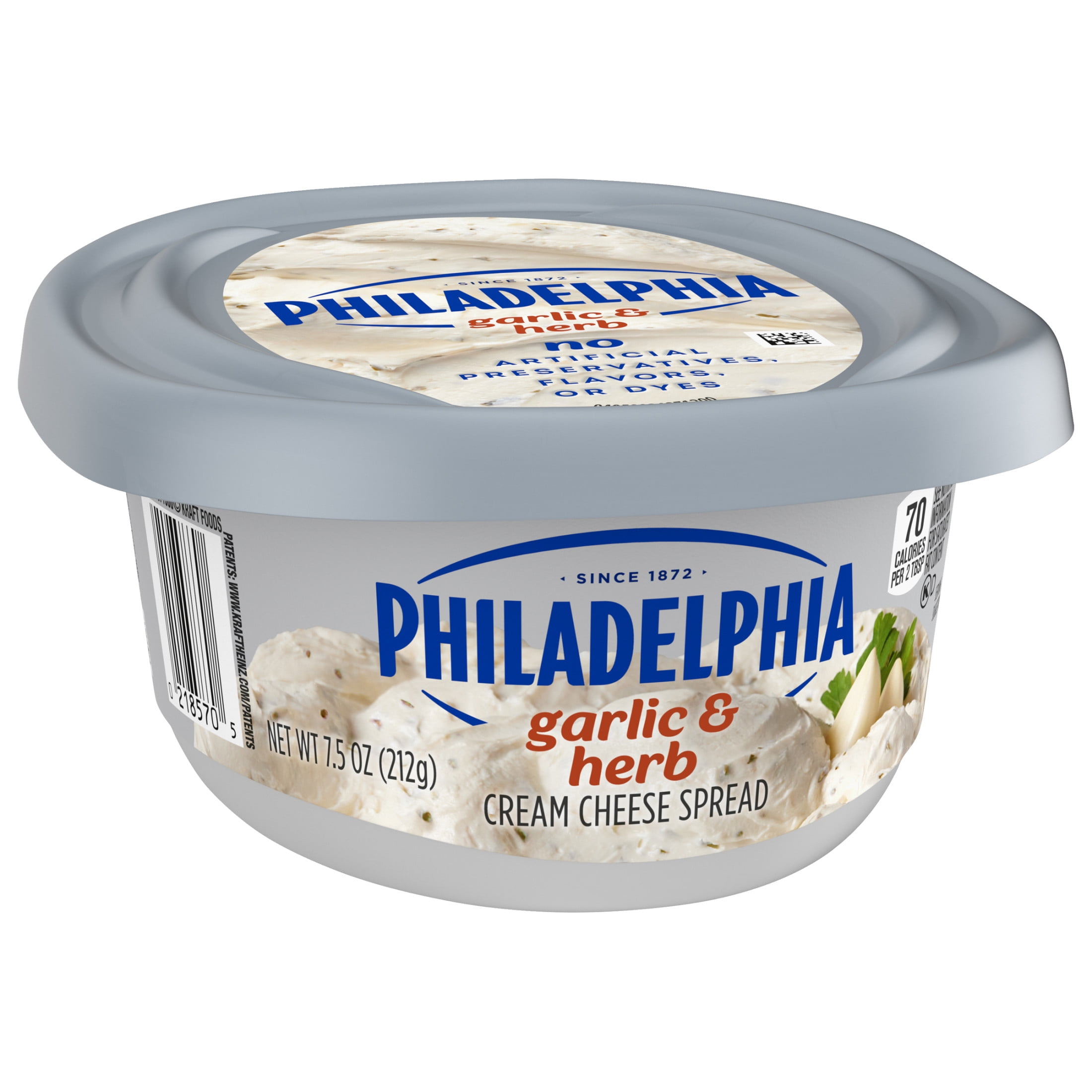 Philadelphia Flavored Cream Cheese Spread, 1 Tub, for Smooth, Spreadable Mornings, Garlic & Herb, No Artificial Preservatives, Flavors or Dyes, 7.5 oz