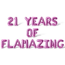 Letter Balloons - 21 YEARS OF FLAMAZING 16" Inch Alphabet Letters Foil Mylar Balloon 21st Birthday Party Banner (Pink)
