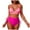Hot Pink, variant on Women's Two-Piece High Waisted Push Up Bikini - Vintage Retro Ruched Print Swim & Beach Set(Hot Pink, L)