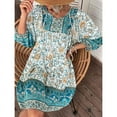thumbnail image 6 of ZANZEA Womens Dresses 3/4 Sleeve V-Neck Printing Above Knee Length Dress, 6 of 6