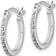 thumbnail image 2 of Sterling Silver Ss Platinum-Plated Diamond Mystique Hoop Earrings & Hinged Bangle Set Made In United States qdf113, 2 of 5