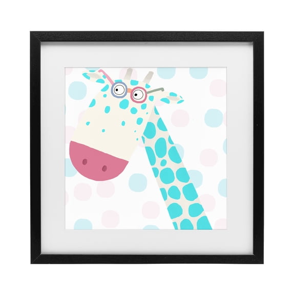 Stupell Industries Contemporary Electric Blue Giraffe Black Framed Print Under Glass, 13 x 13, by Carla Daly