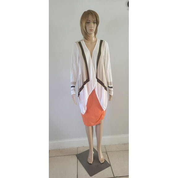 Inc International Concepts Cardigan Women´s Size L White/Stripe Open