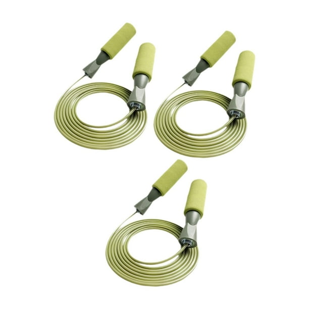 3x cuerdas para saltar, cuerdas para saltar de alambre de acero, mango antideslizante que absorbe el sudor, cuerdas para saltar para entrenamiento, Verde