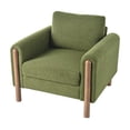 thumbnail image 4 of Oversized Green Teddy Velvet Accent Chair for Living Room, Mid-Century Modern Armchair with Walnut Legs, Curved Handrail, 33.5"W x 35.5"D, 4 of 17