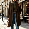 thumbnail image 4 of Wovilon Women's Tweed Coat Notch Lapel Button Down Mid-Length Wool Blend Overcoat Top 8 Colors Fall Winter, 4 of 8