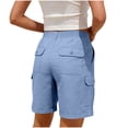 thumbnail image 3 of Gunia Cargo Shorts For Women Bermuda Shorts Casual Summer High Waist With Pockets Outdoor Beach Hiking Shorts Light Blue M, 3 of 5