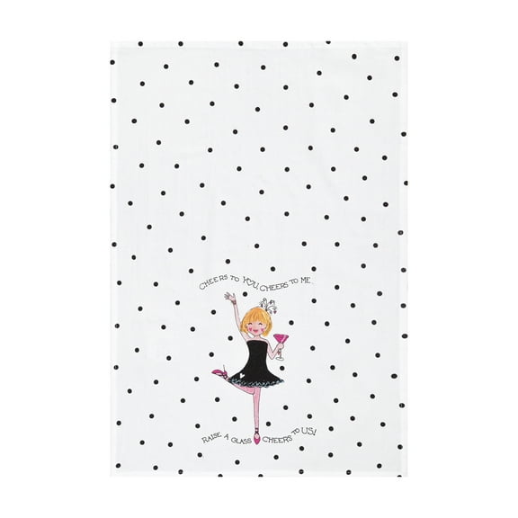 Cheers To Everything Printed Flour Sack Kitchen Towel White 18" X 27" Embroidered Machine Washable Decor Decoration