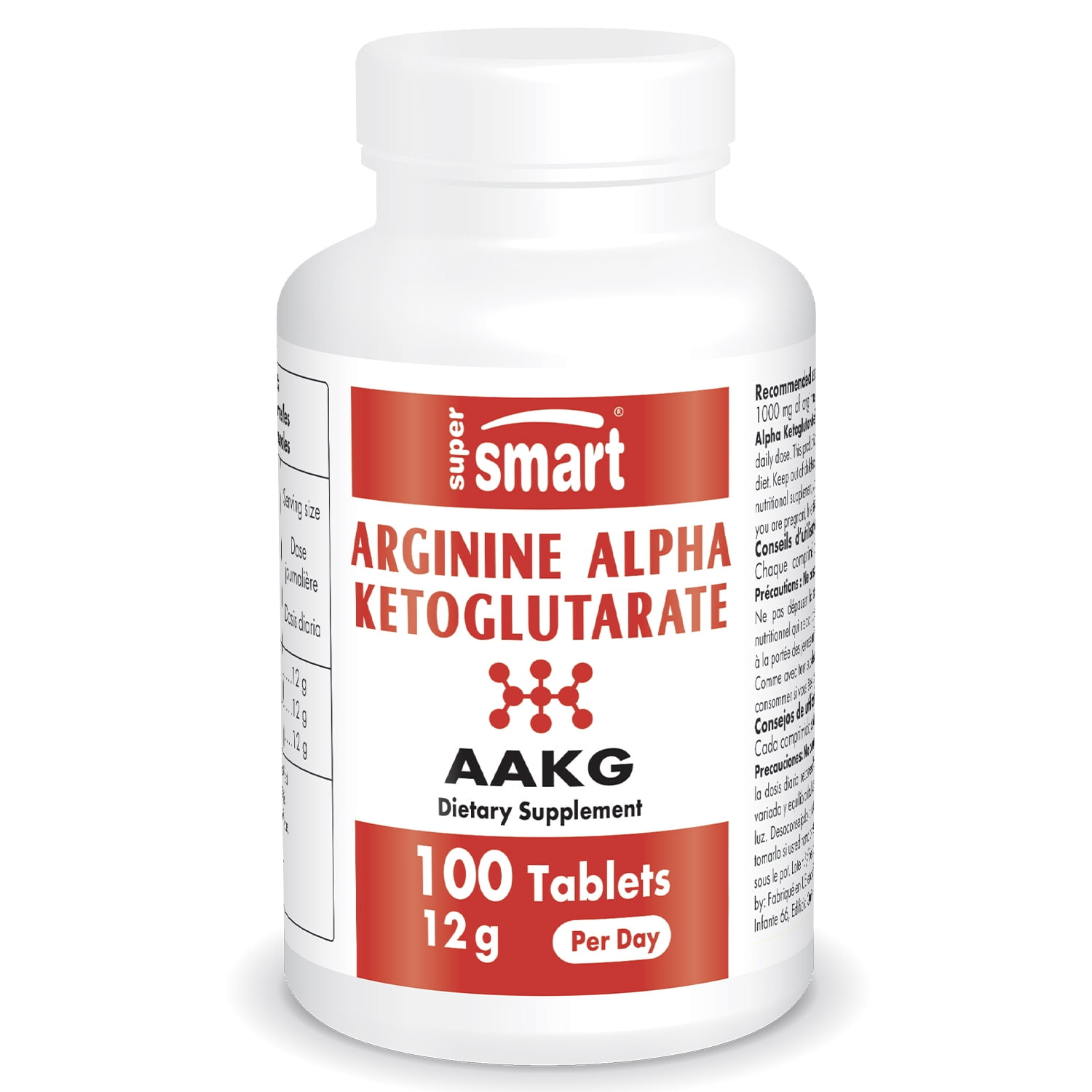 Supersmart Arginine Alpha Ketoglutarate (AAKG) 12 g per Day Muscle Mass Workout Supplement