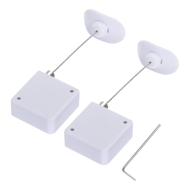 Unique Bargains Retractable Cable Lock with Double-Sided Adhesive Slow Remote Lock Arc terminal 600g 2Set White
