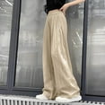 thumbnail image 2 of ZACPNCV Girls Wide Leg Pants Lightweight Casual Elastic High Waist Straight Leg Loose Trousers Khaki 6-7 Years, 2 of 7
