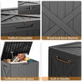 thumbnail image 3 of Joxxoaa 32 Gallon Outdoor Deck Box,Waterproof Resin Outdoor Storage Boxes, Outside Storage Lockable Container for Garden Tools,Indooor Cushions,Accessories (Black), 3 of 5