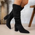 thumbnail image 2 of Xfvqtps Knee High Boots for Women Zipper Back Chunky Low Heel Pointed Toe Suede Tall Boots, 2 of 7