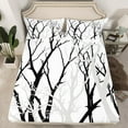thumbnail image 2 of Tree Branch Bed Sheets Set Full Abstract Ink Sheet Set Abstract Plant Art Work Botanical Sheets For Kids Boys Girls Modern Geometric Simple Black Grey Top Sheet, 2 of 6