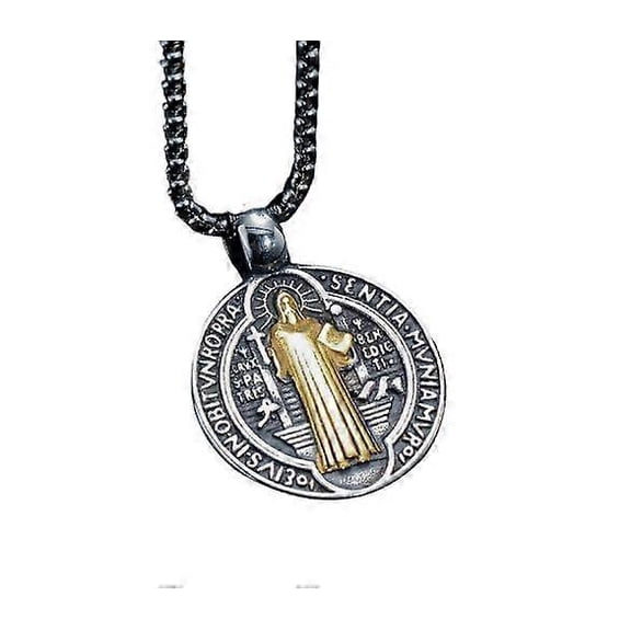 Necklace ,Saint St Benedict Medal Necklace Pendant Stainless Steel Crucifix Cross Exorcism