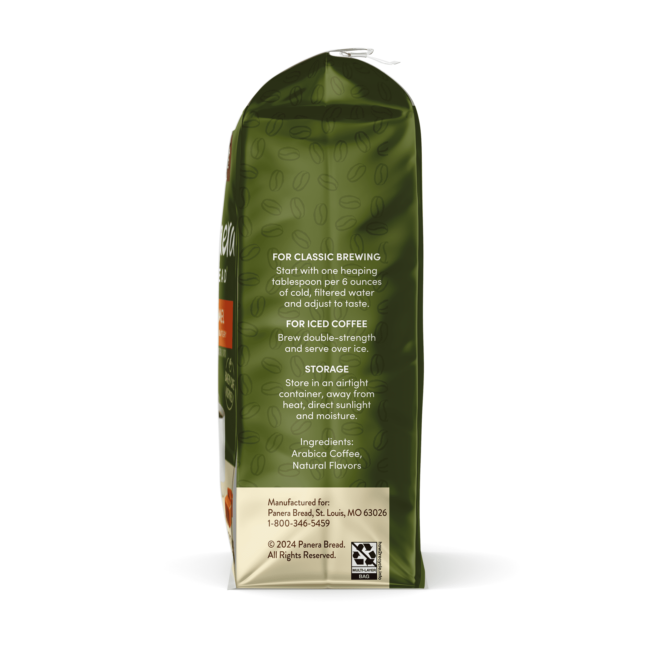 Panera Caramel Light Roast, Ground Coffee, Flavored Coffee, Bagged 12oz, Pack of 6