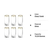 Qudasar PDTXCLS SPPRANDOM Zanzer 6-Piece Gold Glass Cup Set (Highball Glass (Set Of 6))