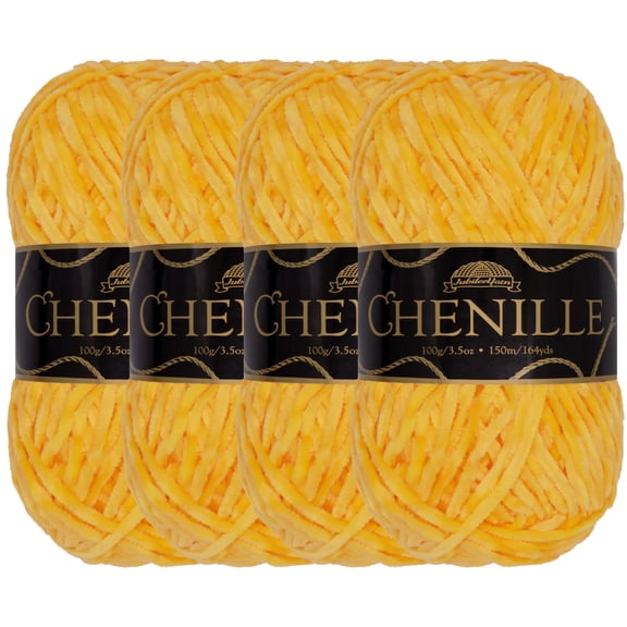 JubileeYarn Chenille Yarn - Worsted Weight - 100g/Skein - Topaz - 4 Skeins