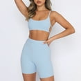 thumbnail image 6 of QATAINLAV Womens Seamless Yoga Set 2 Piece Workout Sport Bra with High Waist Shorts Legging Outfits Tracksuit, Light Blue, XL, 6 of 9