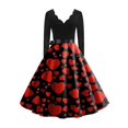 thumbnail image 4 of Fgvctg Valentine'S Day Spring Dresses For Women 2026 Fit Long Sleeve Vintage Dress Cocktail A-Line Date Night 1950S Dress Romantic Cute Heart Graphic Outfits V Neck Clothing Red XL, 4 of 4