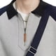 thumbnail image 2 of Suéter de cuello polo con media cremallera y contraste de color de otoño e invierno, suéter cálido de manga larga, suéter de estilo coreano para hombre, abrigo para hombre, 2 of 5