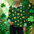 thumbnail image 6 of St. Patrick's Day Hoodie for Women Classic Plaid Pattern Ribbed Collared Button Placket Long Sleeve Loose Fit Festive Holiday Graphic Top, 6 of 6