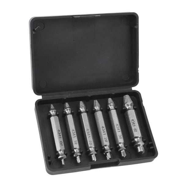 Juego De Extractores De Tornillos Rotos, Acero De Alta Velocidad, Kit De Herramientas De Extracción De 6 Piezas Para Tornillos Pelados, Pintados, Oxidados O Redondos, Funciona Con