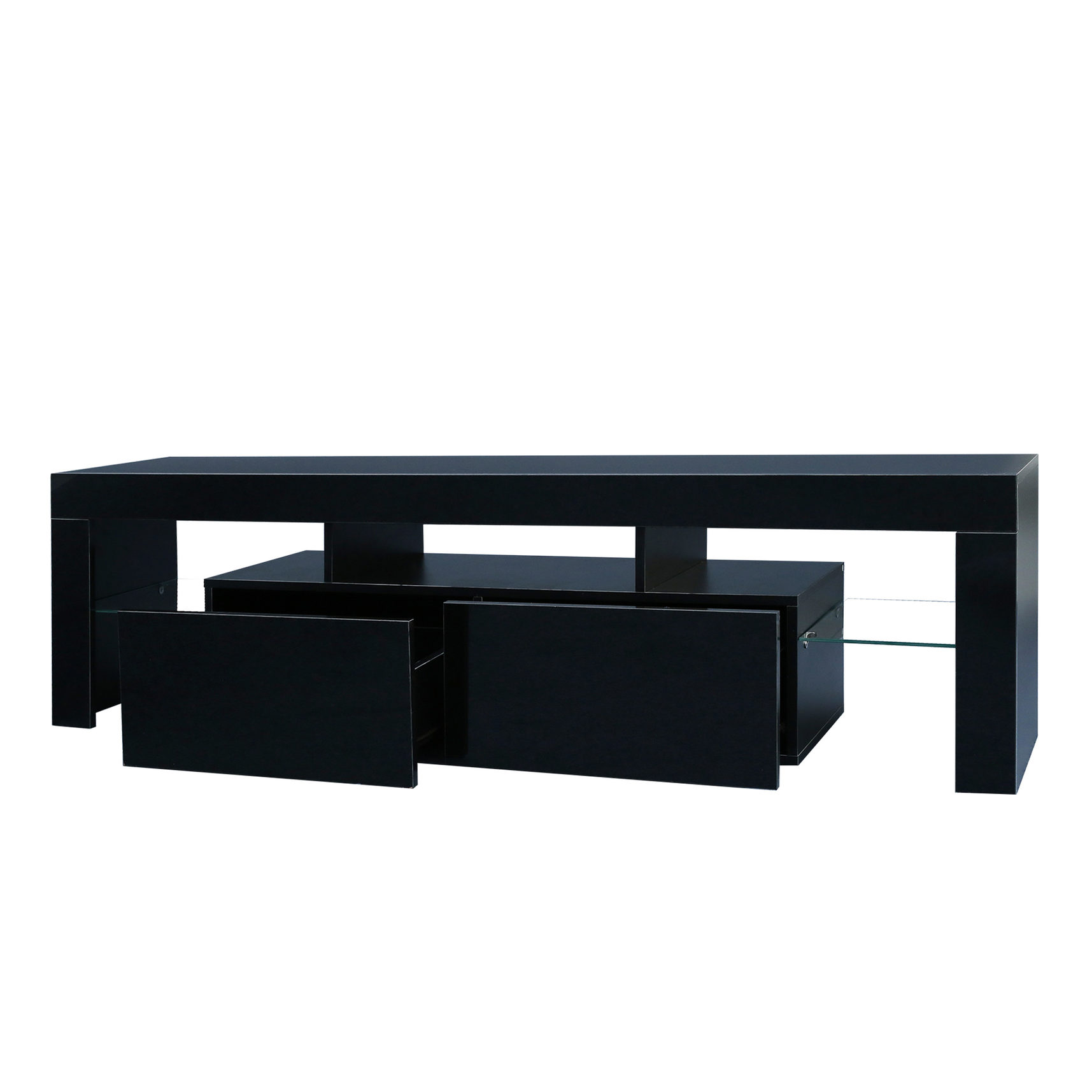 20 - Color LED, Black MDF TV Stand with 66.15lbs Load - Bearing / Remote Lights, Fits 60 - 69" Flat - Screen TVs