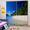 thumbnail image 2 of Cortinas térmicas sedosas para y dormitorio, marino, 2 paneles, cortina para ventana con impresión 3D Playa Gloria Cortina de poliéster, 2 of 8
