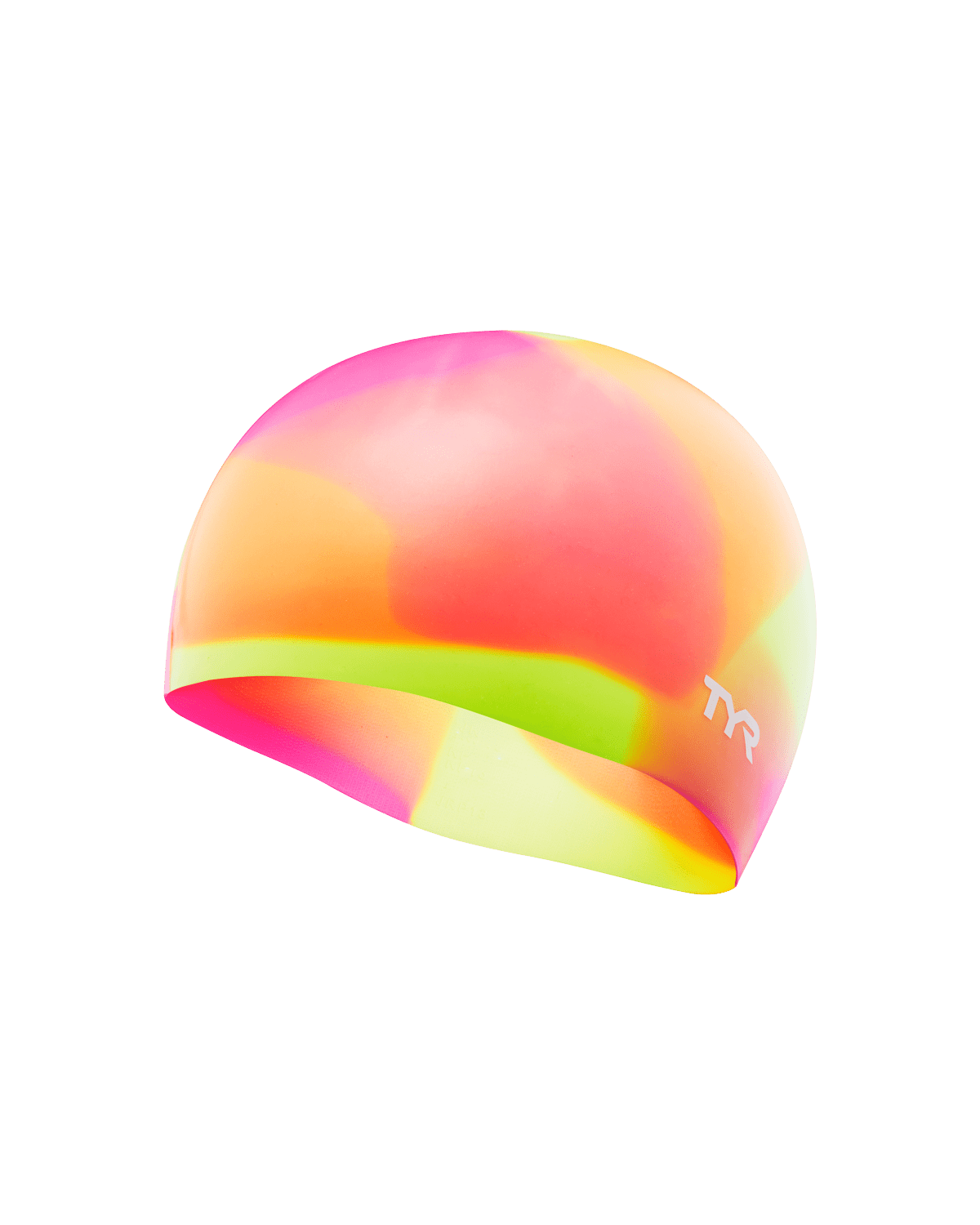 TYR Tie Dye Silicone Youth Fit Cap In Yellow/Pink/Orange