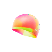 TYR Youth Fit Silicone Multicolor Swim Cap - Yellow/Pink/Orange
