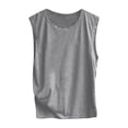 thumbnail image 5 of VBARHMQRT Oversized Tshirts for Women Cropped Graphic Vest Sleeveless Tanks Summer Casual Tops O Neck Solid Color Casual Shirts Slim Fit Blouse Going Out Tops for Women Summer Short Sleeve, 5 of 5