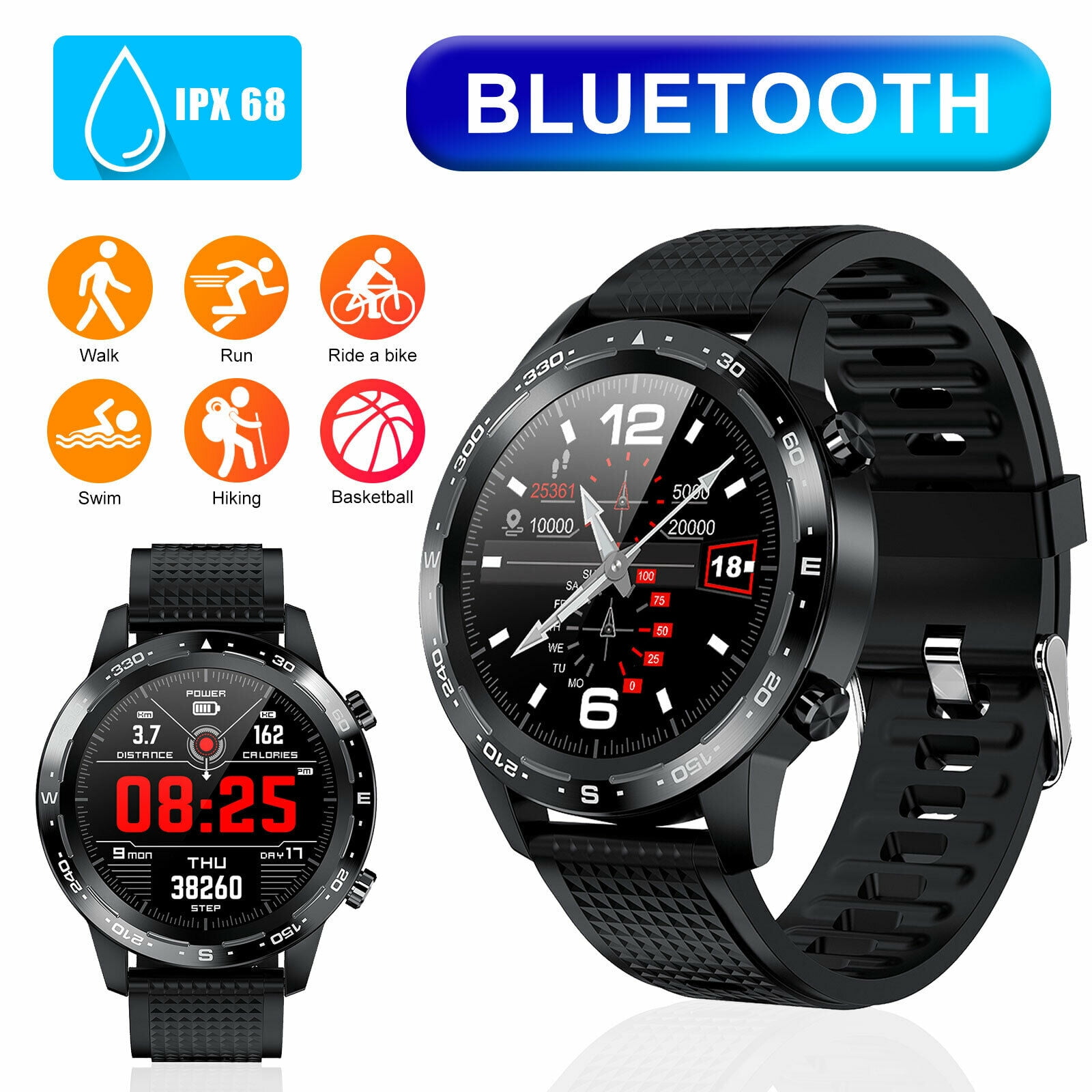 ECG Waterproof Bluetooth Smart Watch Blood Pressure Heart Rate Sport