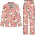 thumbnail image 4 of Top-kevin Women Long Sleeve Pajama Set Comfy Pjs Sets Duck Bow Red Hat 2 Piece Lounge Set, 4 of 12