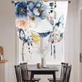 thumbnail image 3 of Vintage Blue Floral Tie Up Curtains for Windows, Adjustable Balloon Window Shades, Farmhouse Watercolor Flower Butterflies Kitchen Window Treatments Farmhouse Short Curtains with Rod Pocket 42"x45", 3 of 8