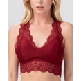 thumbnail image 5 of URBAN DAIZY Women's Seamless Racerback Lace Bra Removable Pads Sexy Floral Mesh Padded Bralette Built-in Shelf Bandeau A11_6327 Eggplant S, 5 of 7