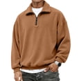 thumbnail image 3 of OIOLOYJM Sweatshirt for Men Vintage Quarter Zip Long Sleeve Collared Loose Fit Soft Pullover Shirts Vintage Big and Tall Winter Fashion Warm Comfortable Outfits, 3 of 5