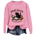 thumbnail image 2 of Halloween Sweatshirts for Women Trendy Spooky Biscuits Bakery Letter Printed Graphic Tops Fall Long Sleeve Loose Pullovers Tshirts Pink S, 2 of 5