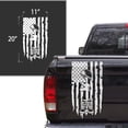 thumbnail image 2 of Battlefield Cross Fallen Soldier Tribute Helmet Boots Dog Tags Distressed American USA US Flag Truck Tailgate Vinyl Decal Compatible with Most Pickup Trucks (11" x 20", Matte White), 2 of 8