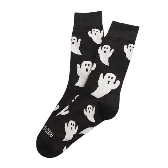 Huowey Halloween Socks For Men Women Crew Socks Ghost Pattern Halloween Gift Fall Winter Cozy Festival Party Socks,Black