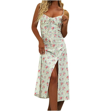 

Pink Dress Black Dress Women s Fashion Camis Sleeveless V-neck Slip Floral Print Beach Split Dress Clearance 2022 Dress Pants Women Wedding Guest Dresses for Women Long Dresses for Women Green M