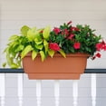 thumbnail image 4 of Bloem 24" Plastic Deck Rail Round Planter, 9" H, 24" L, 12" W, Fits Rail Sizes between 4.75" - 5.75" Wide, Terra Cotta, 4 of 8