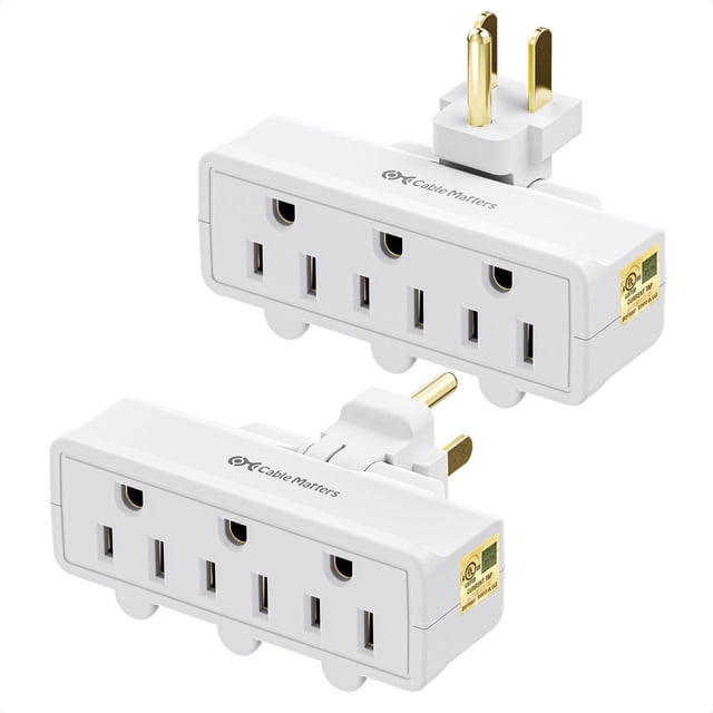 Cable Matters - Juego de 2 salidas de pared giratorios de 180 grados con 3 salidas