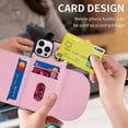 thumbnail image 6 of Crossbody Phone Cases for iPhone 14 Pro Max with Card Holder for Women,iPhone 14 Pro Max Case Wallet with Lanyard Strap,PU Leather Magnetic Clasp [Ring Holder Kickstand],(Pink), 6 of 14